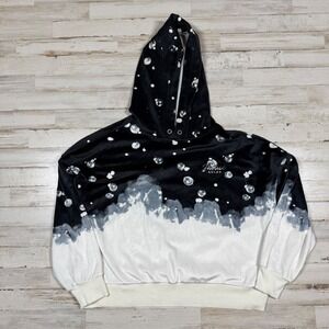 Justice Girls Black Tie Dye Bubble Print Velour Hoodie Sweatshirt XL‎ 16/18